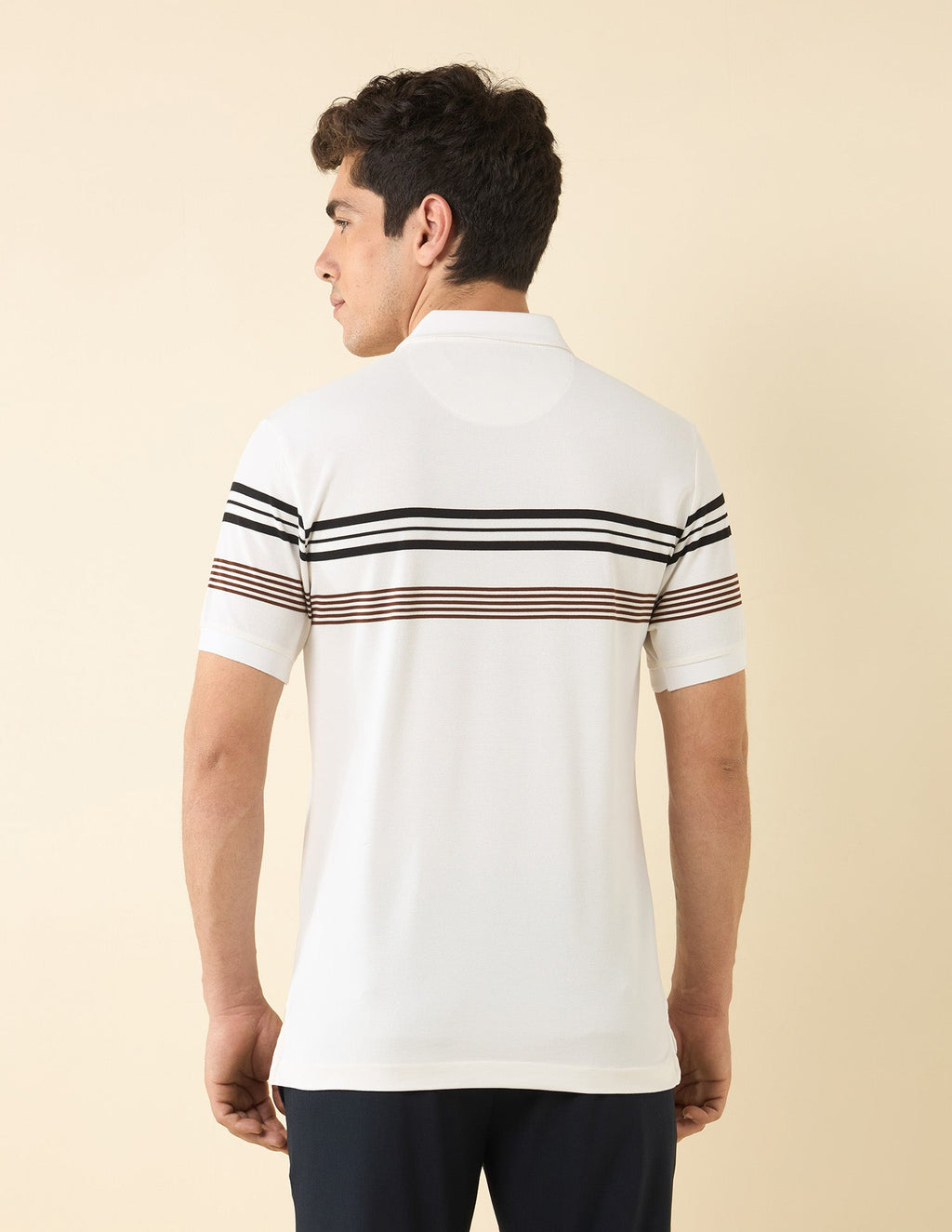 Horizontal Striped Modern Monochrome Polo Shirt