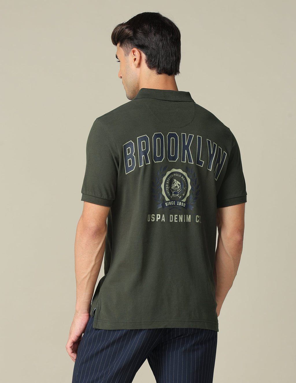 Muscle Fit Typographic Printed Polo Shirt