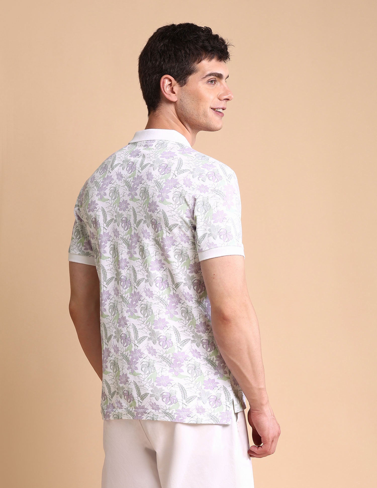 Floral Printed Slim Fit Polo Shirt