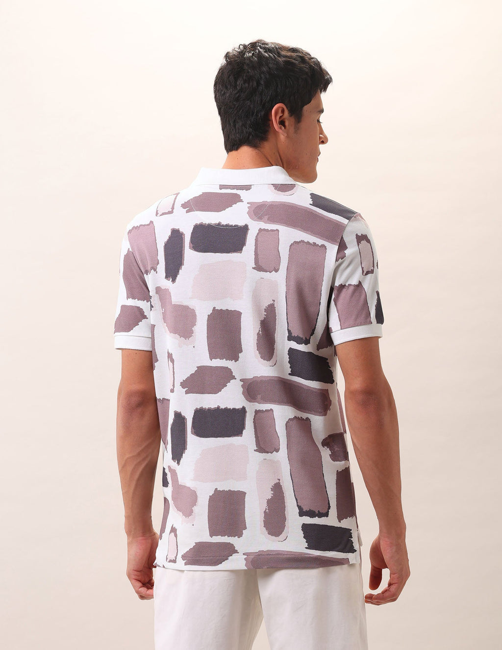Abstract Printed Pure Cotton Polo Shirt