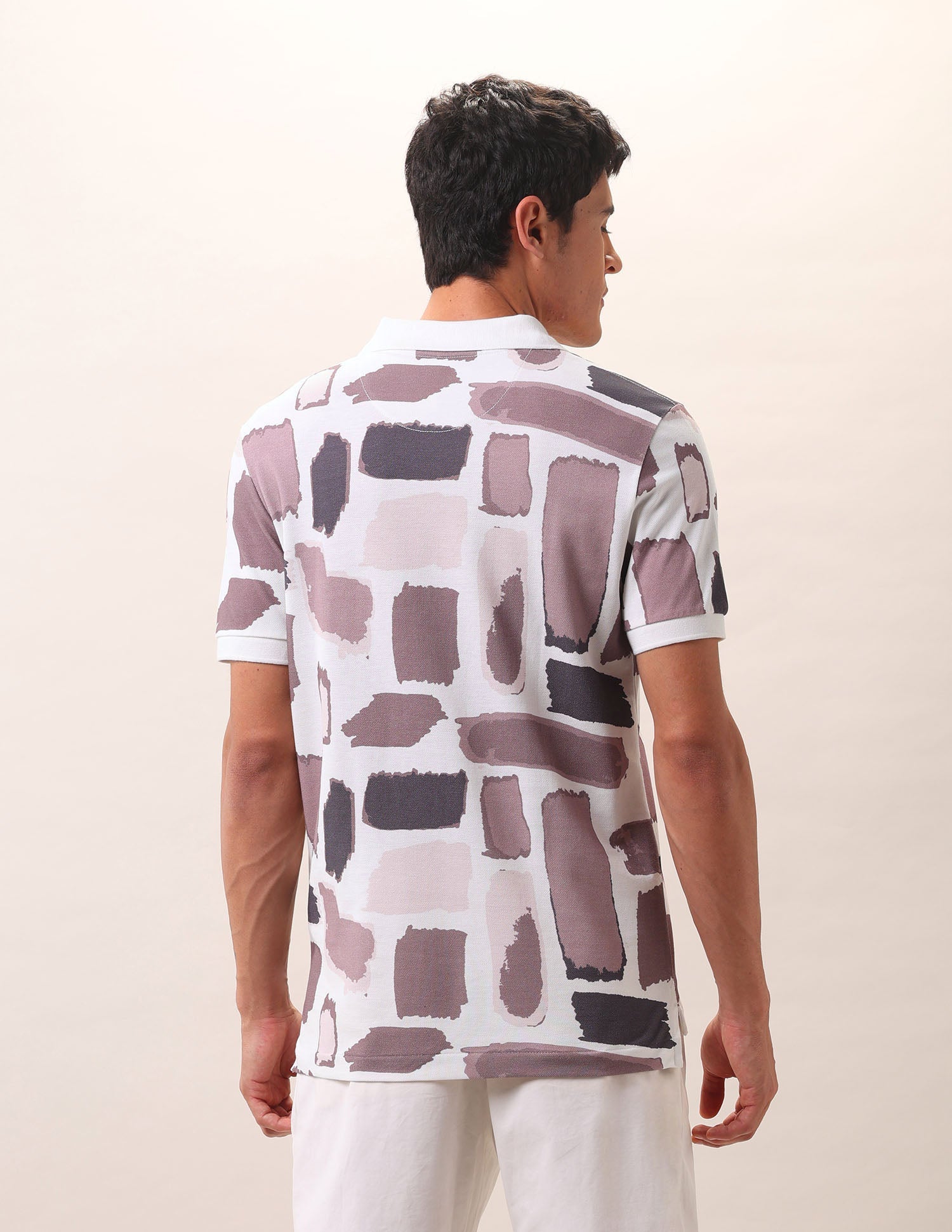 Abstract Printed Pure Cotton Polo Shirt