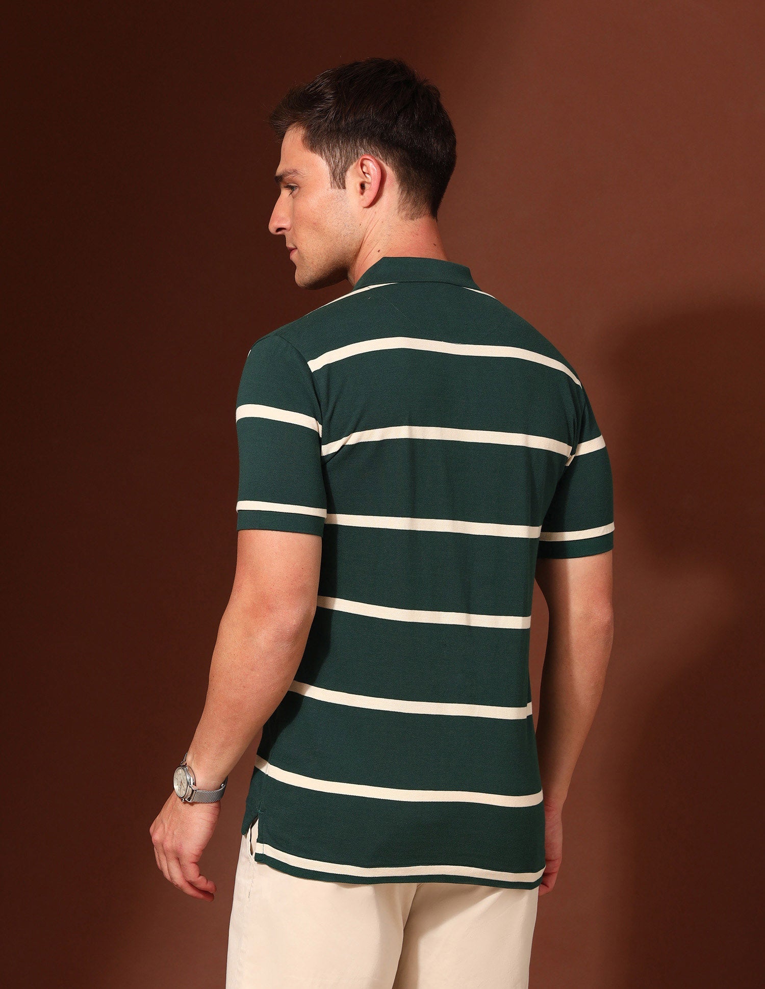 Horizontal Striped Working Holiday Polo Shirt