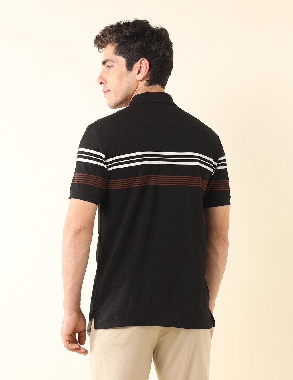 Horizontal Striped Modern Monochrome Polo Shirt