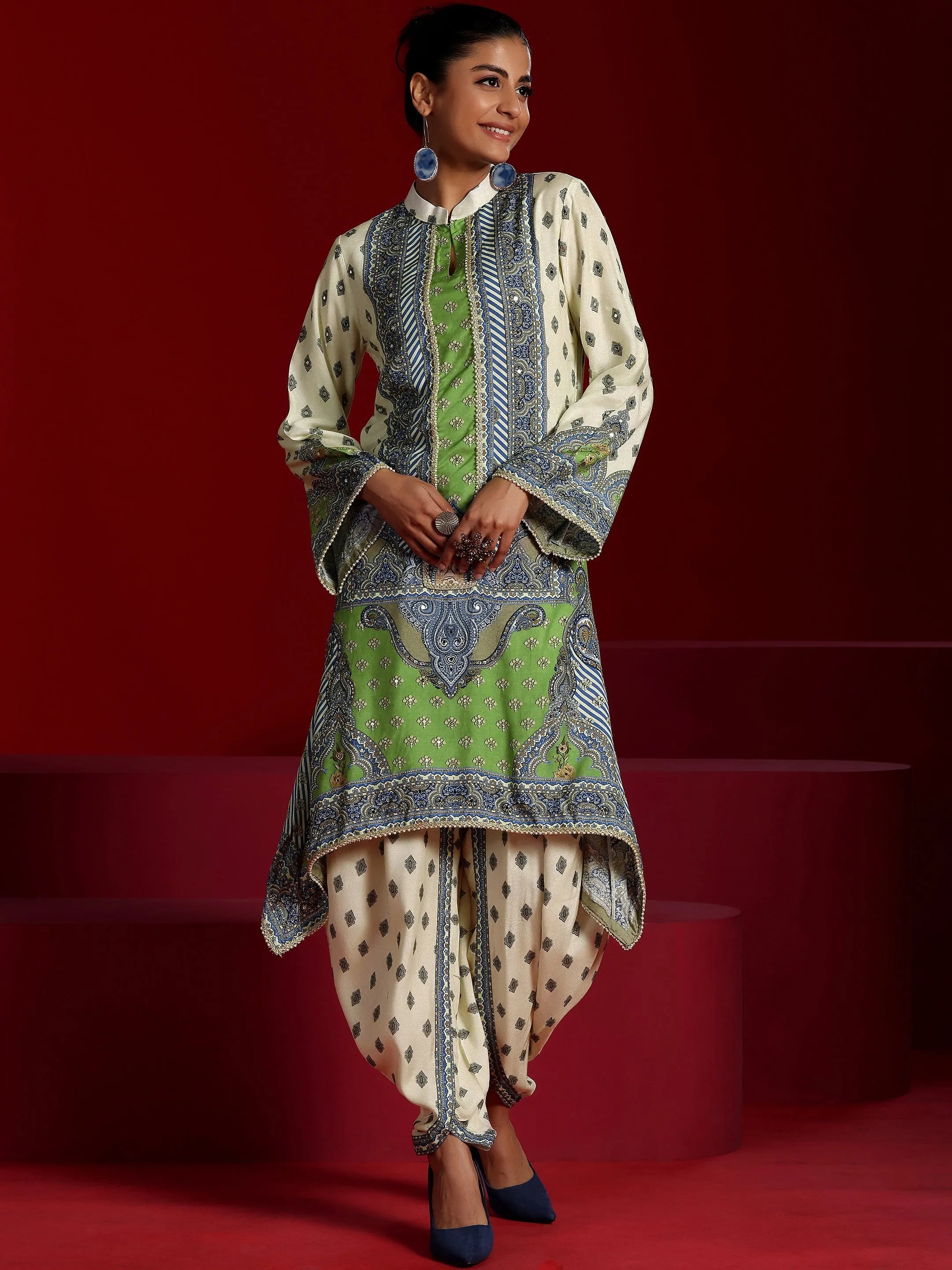 Libas Art Off White Printed Muslin Co-Ords