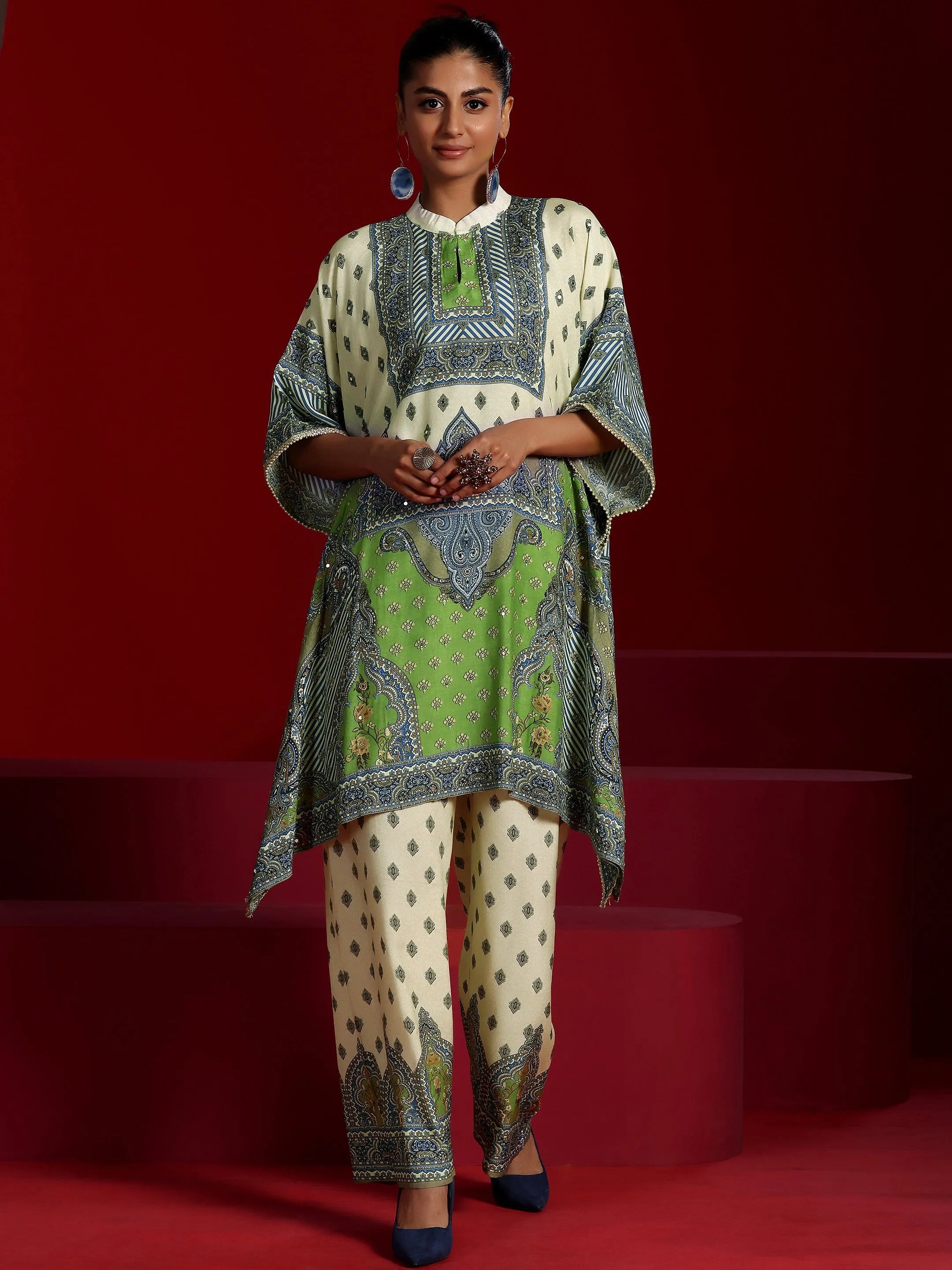 Libas Art Off White Printed Muslin Co-Ords