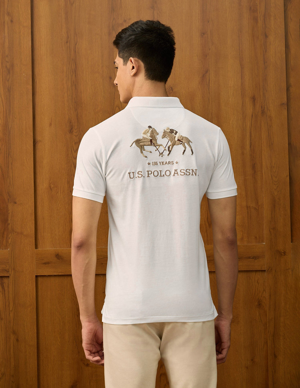 Brand Embroidered Varsity Polo Shirt