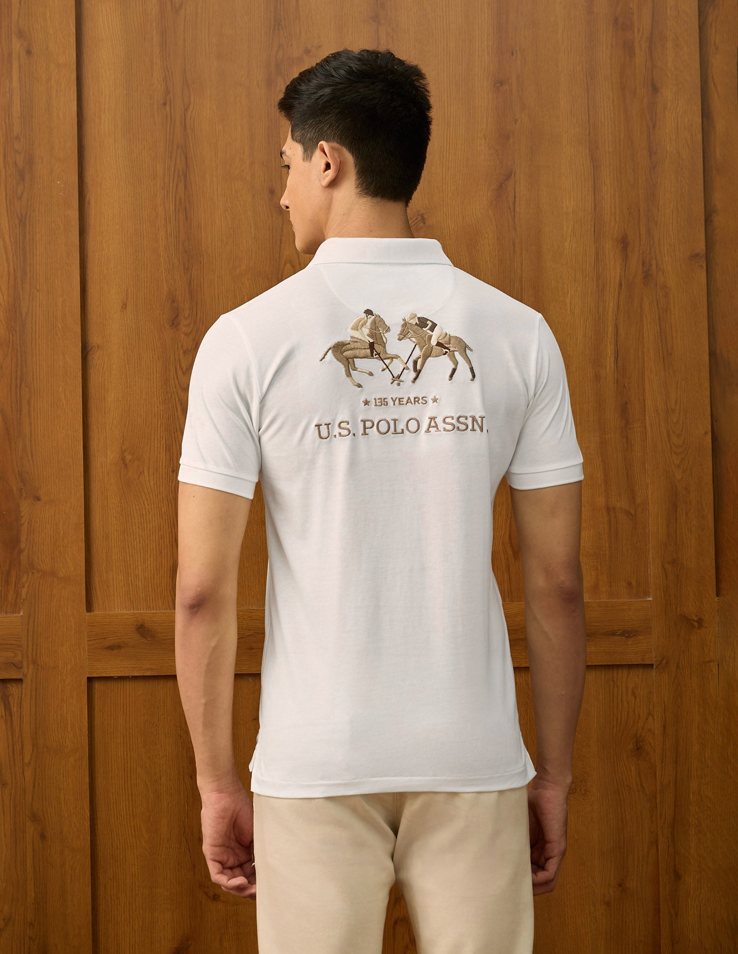 Brand Embroidered Varsity Polo Shirt