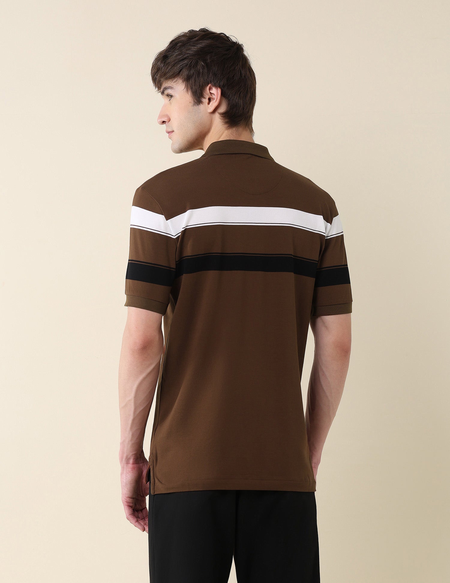 Horizontal Striped Modern Monochrome Polo Shirt