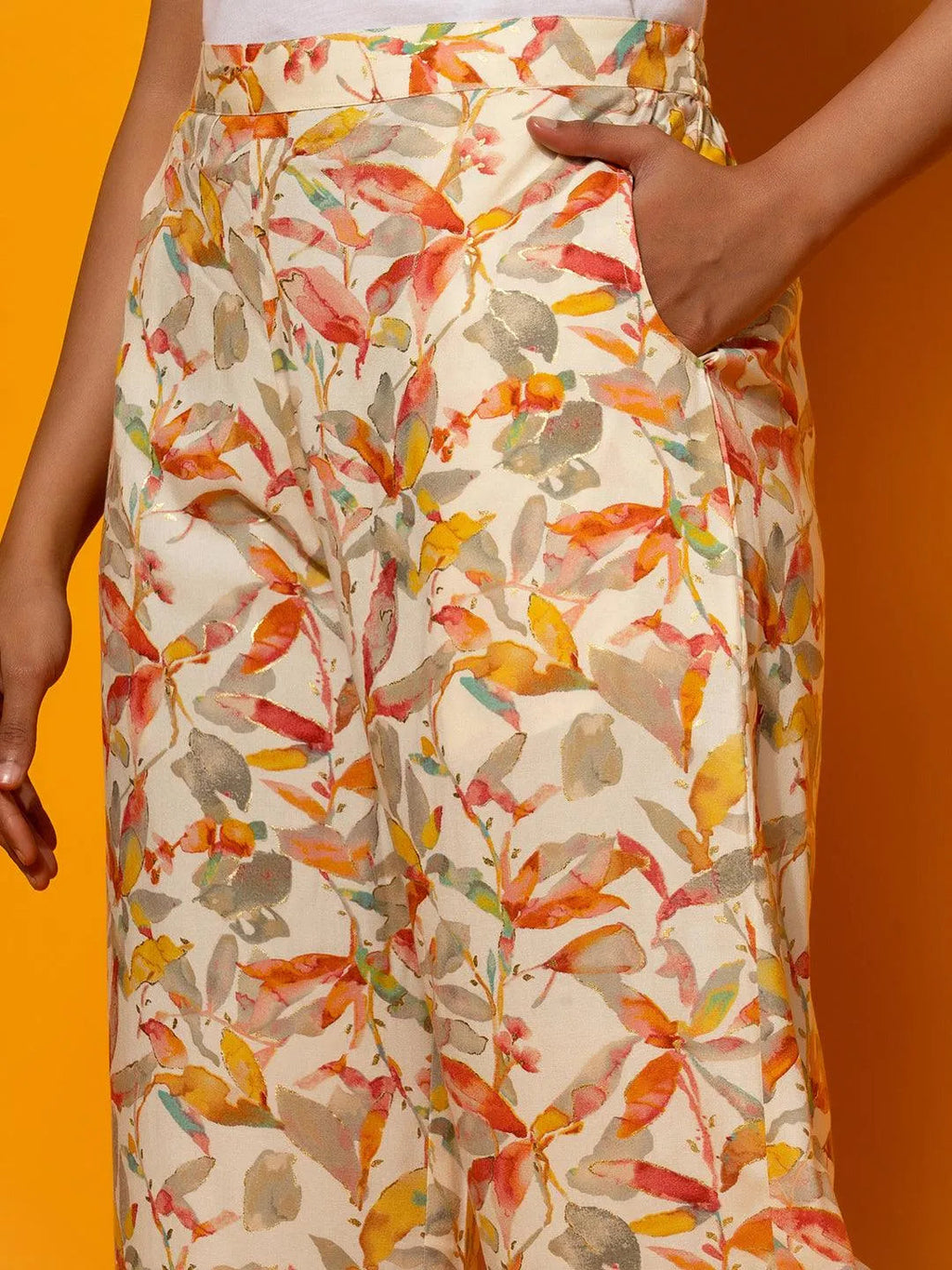 Cream Printed Rayon Co-Ords