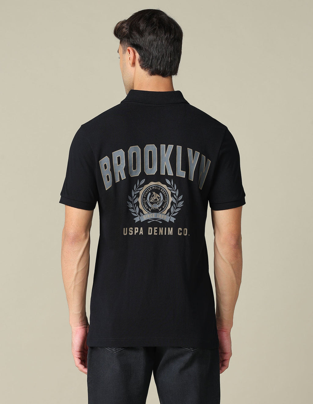 Muscle Fit Typographic Printed Polo Shirt