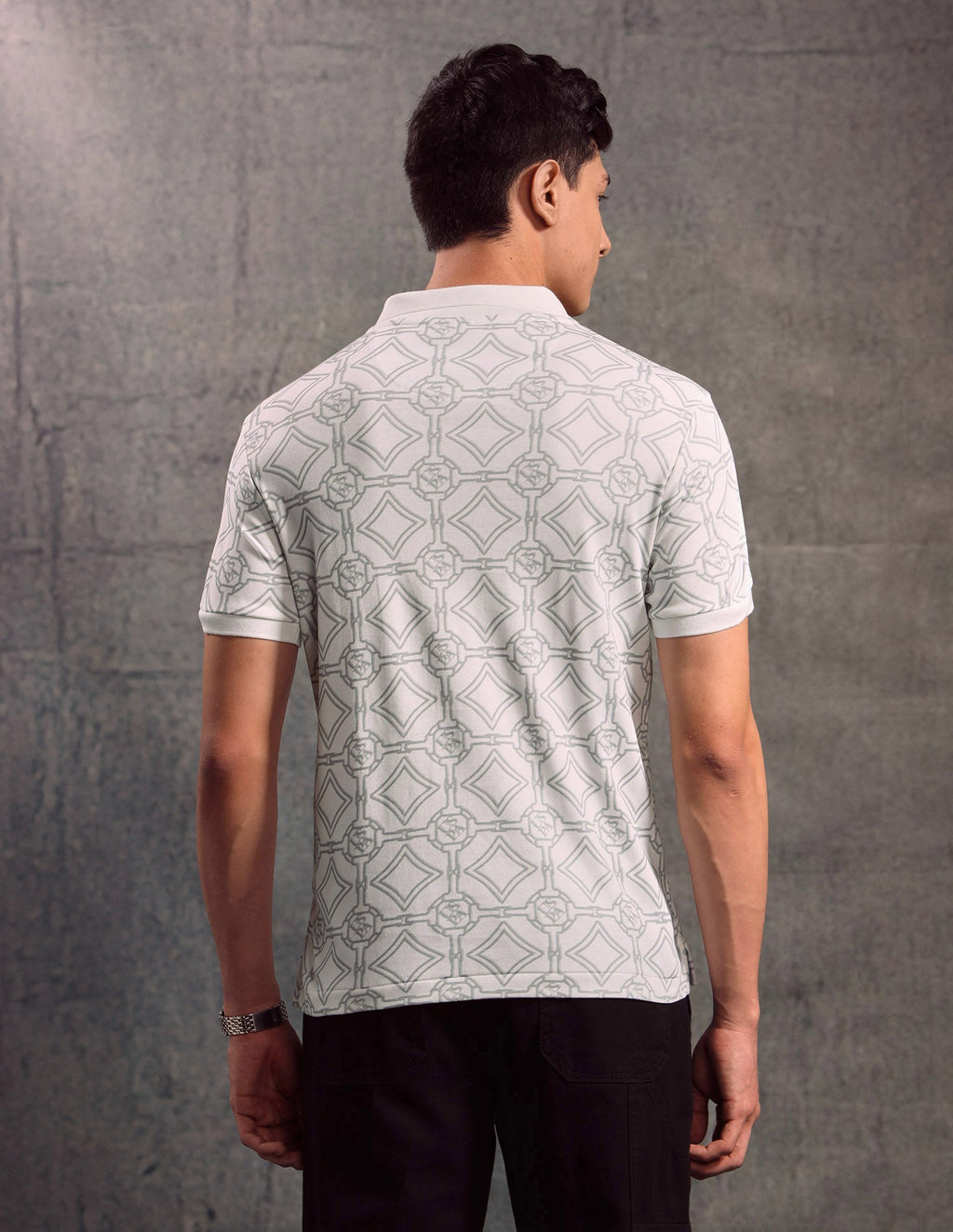 Geometric Printed Muscle Fit Polo shirt