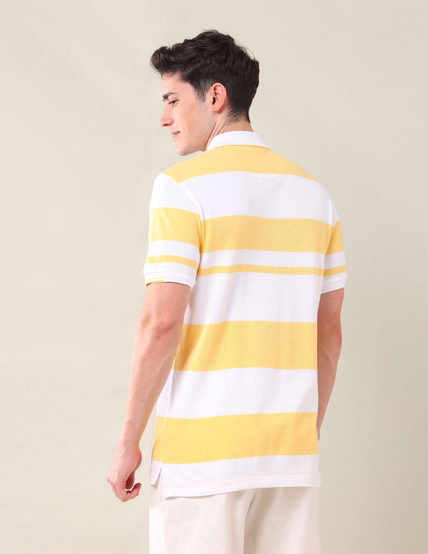 Horizontal Stripes Pure Cotton Polo Shirt