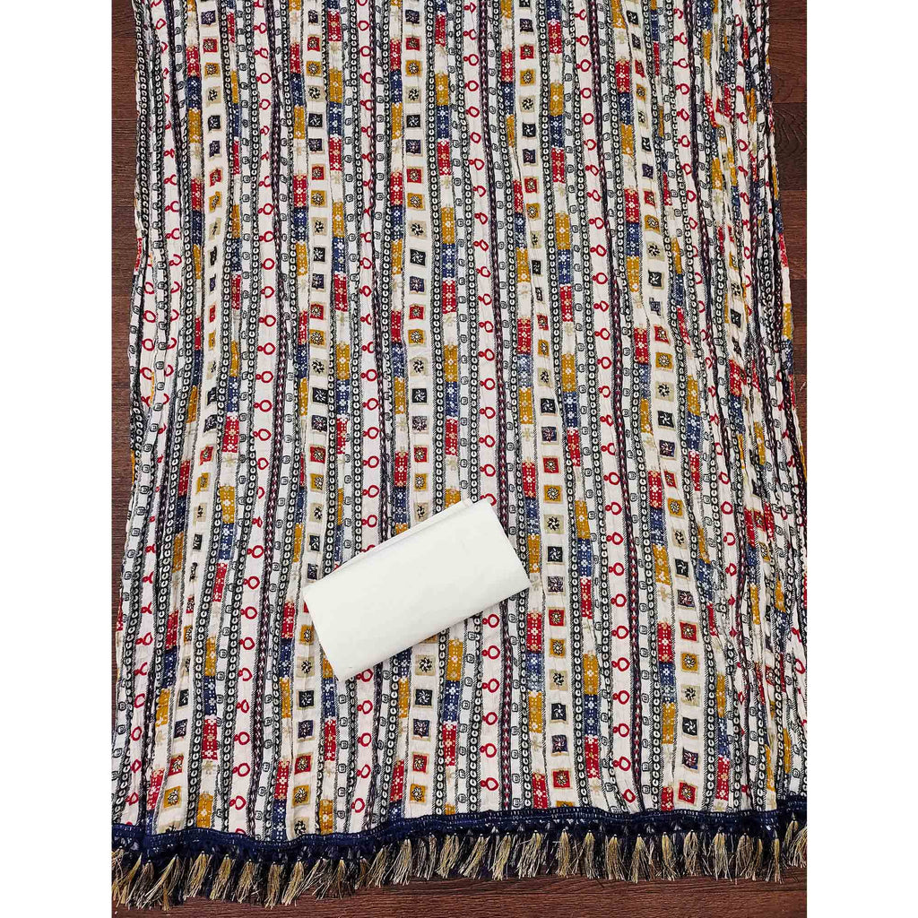 Dark Brown Floral Sequins Embroidered Cotton Silk Dress Material