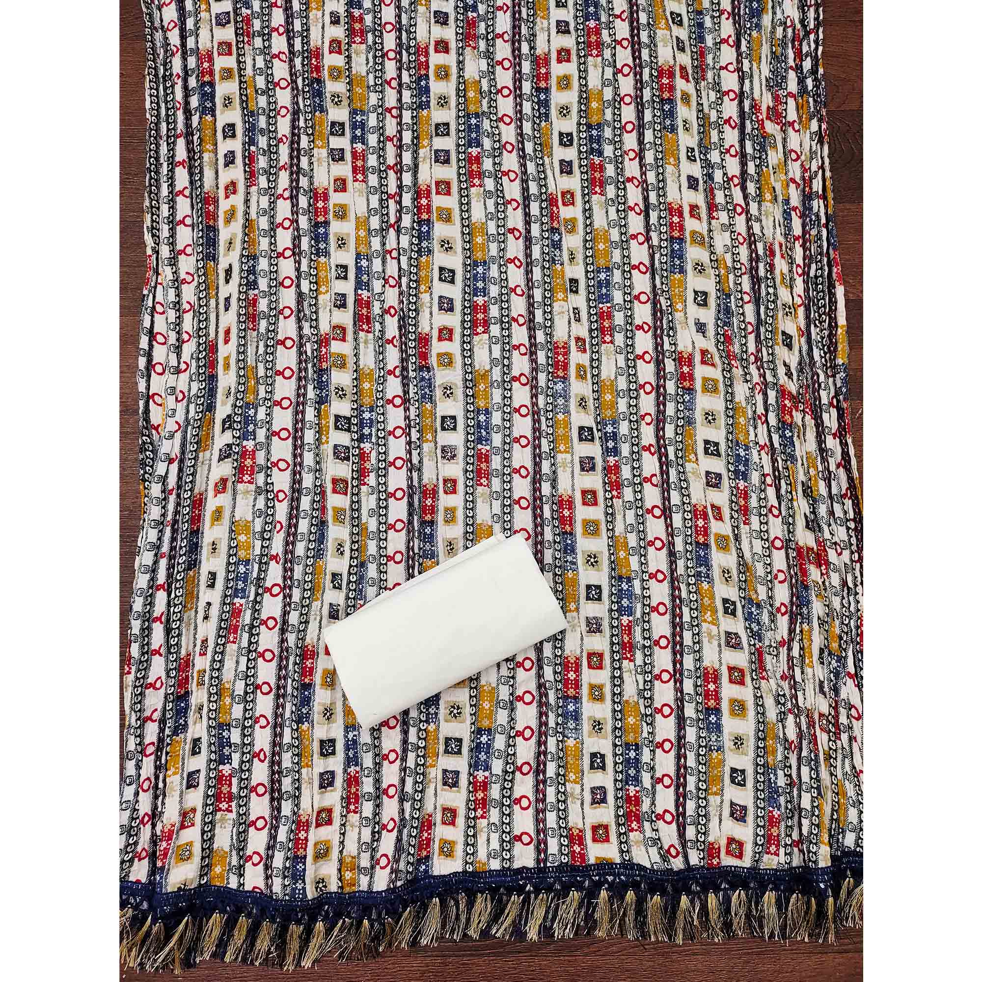 Dark Brown Floral Sequins Embroidered Cotton Silk Dress Material