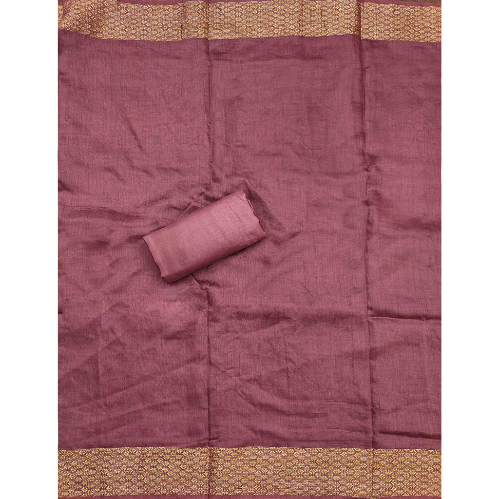 Dusty Rose Pink Floral Sequins Embroidered Cotton Silk Dress Material