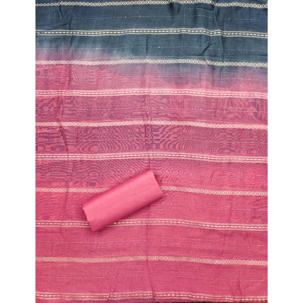 Grey Floral Sequins Embroidered Cotton Silk Dress Material