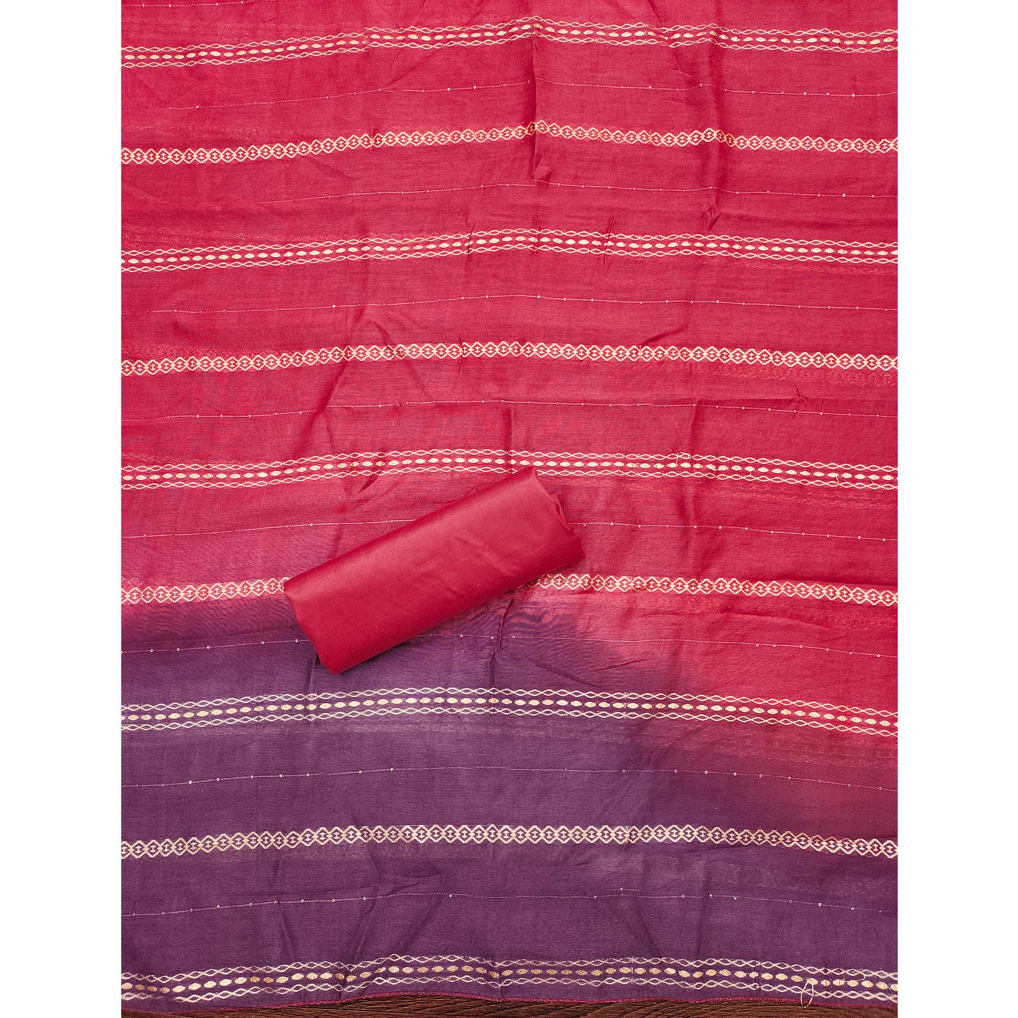 Lavender Floral Sequins Embroidered Cotton Silk Dress Material