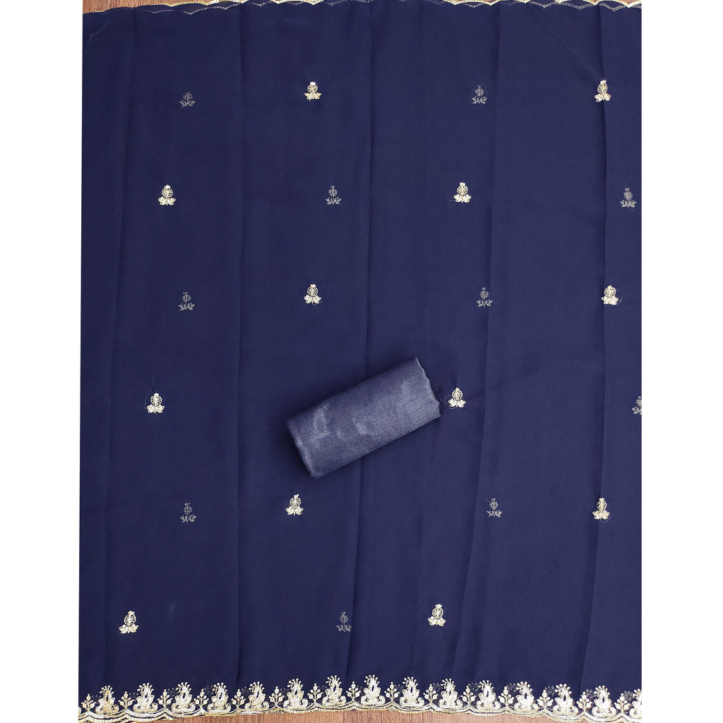 Blue Georgette Dress Material with Sparkling Sequin Embroidery