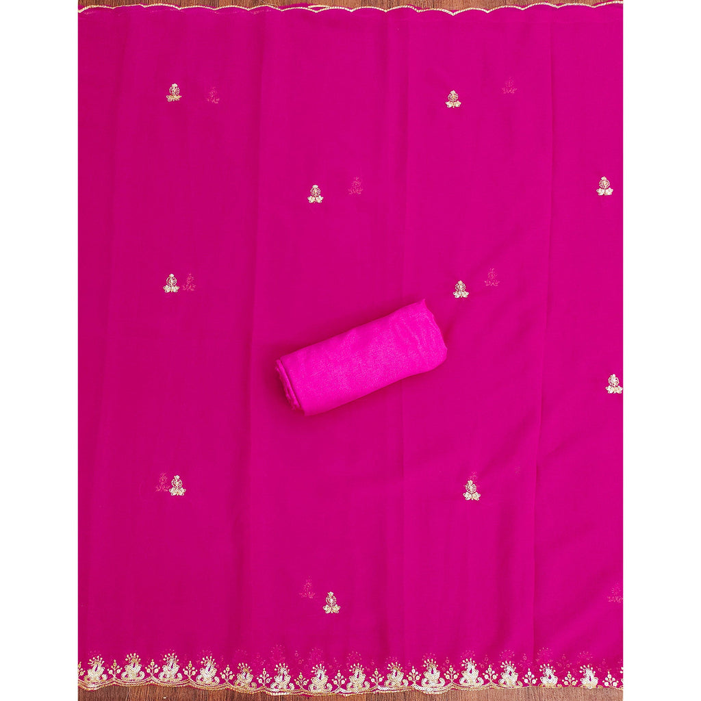Pink Georgette Dress Material with Sparkling Sequin Embroidery