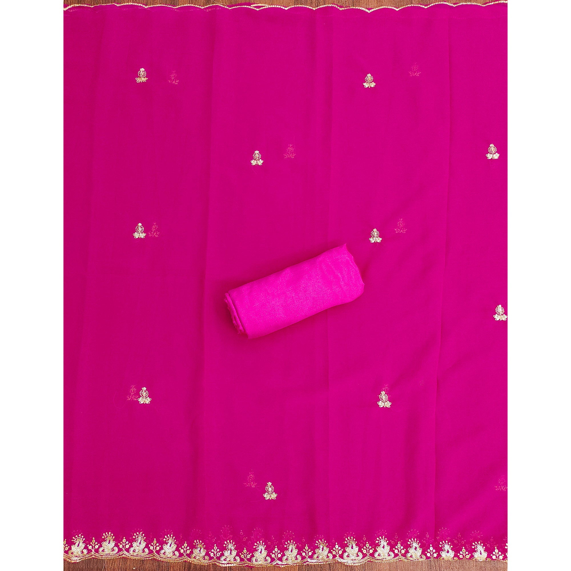 Pink Georgette Dress Material with Sparkling Sequin Embroidery