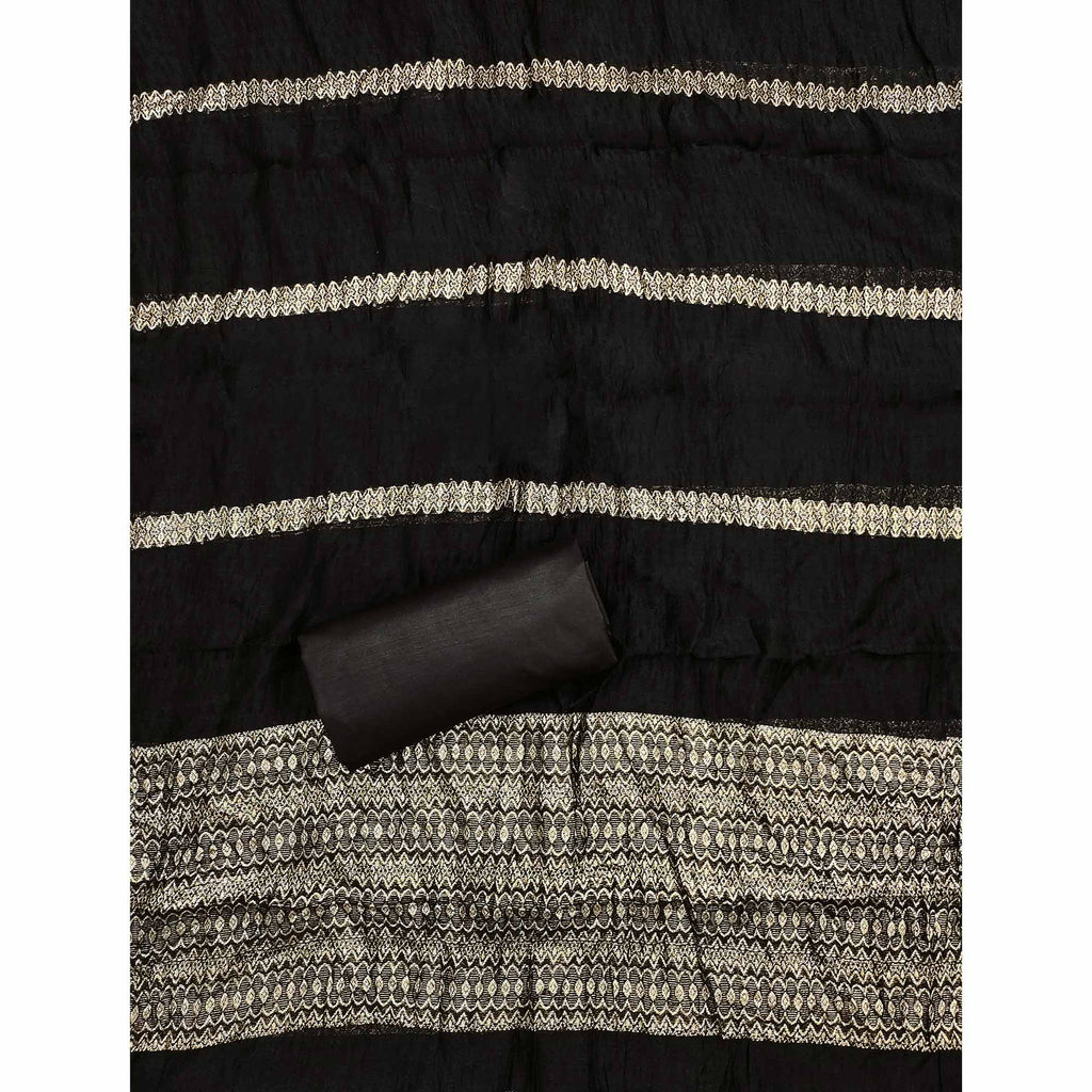 Black Pure Cotton Dress Material with Elegant Embroidery