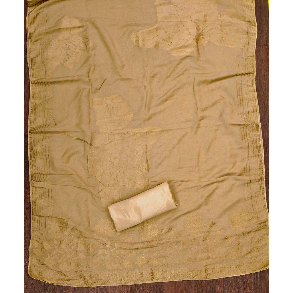 Chikoo Floral Sequins Embroidered Organza Dress Material