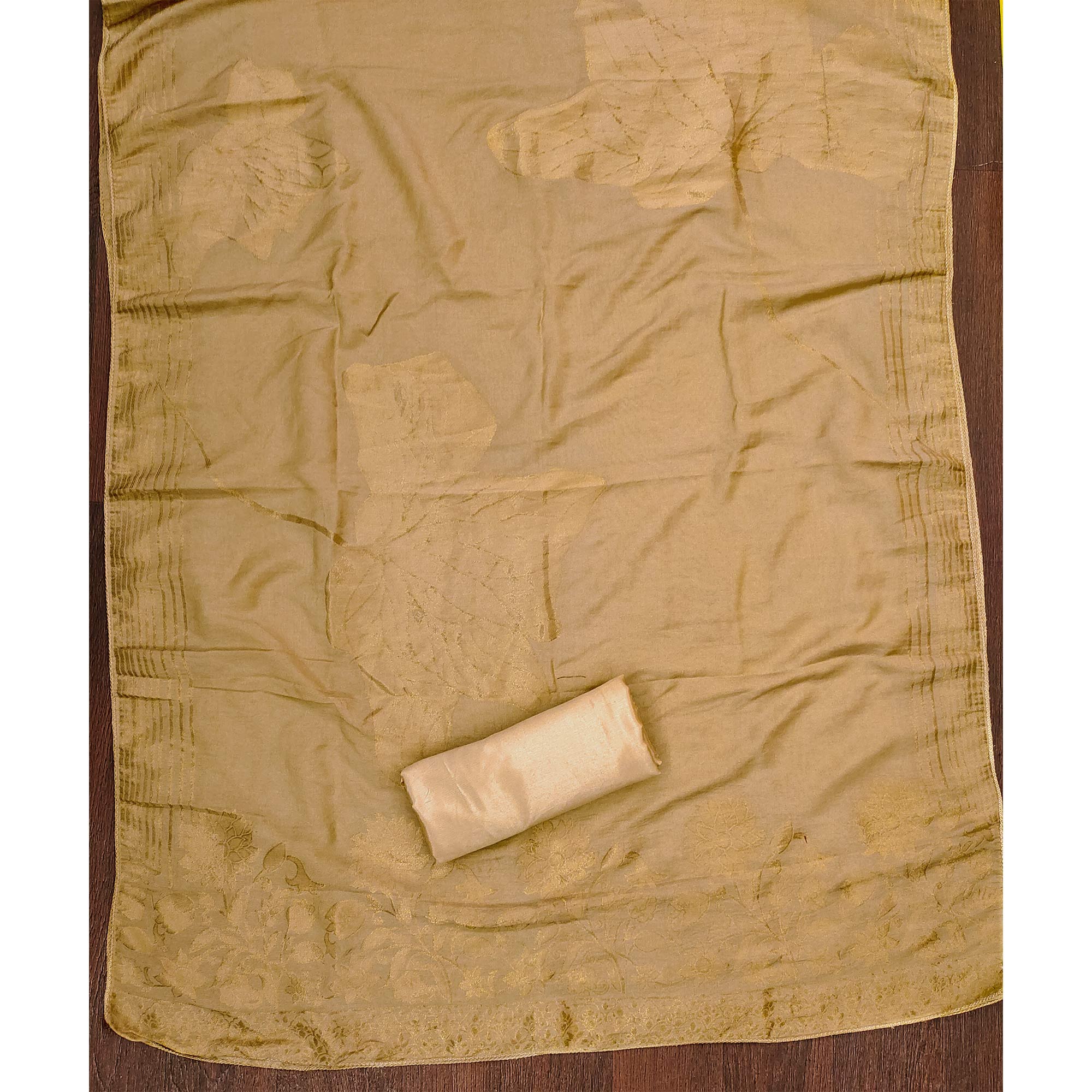 Chikoo Floral Sequins Embroidered Organza Dress Material