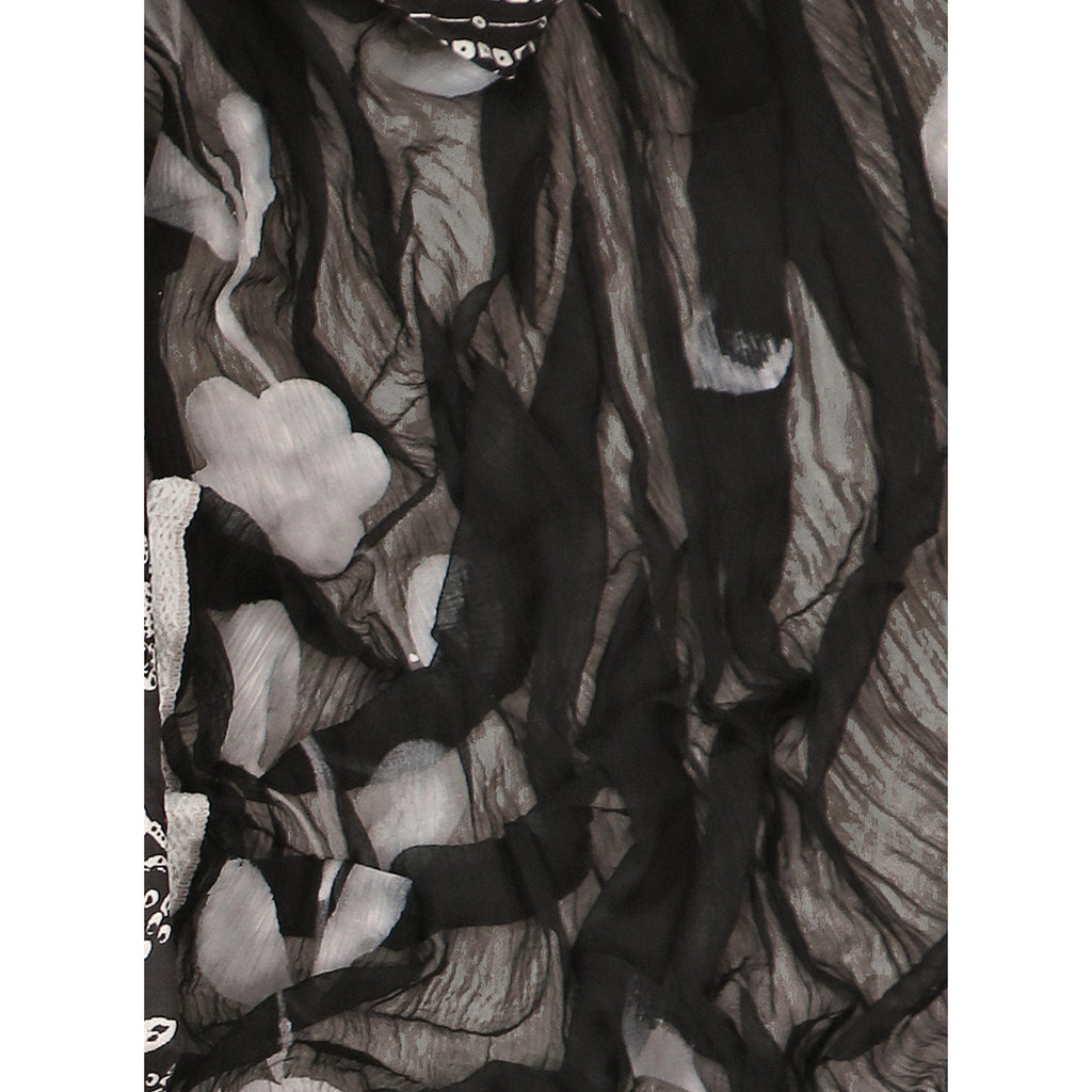 Black Printed With Embroidery Pure Cotton Dress Material