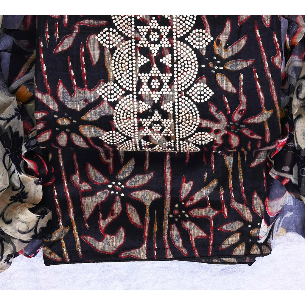 Black Floral Printed Pure Cotton Dress Material