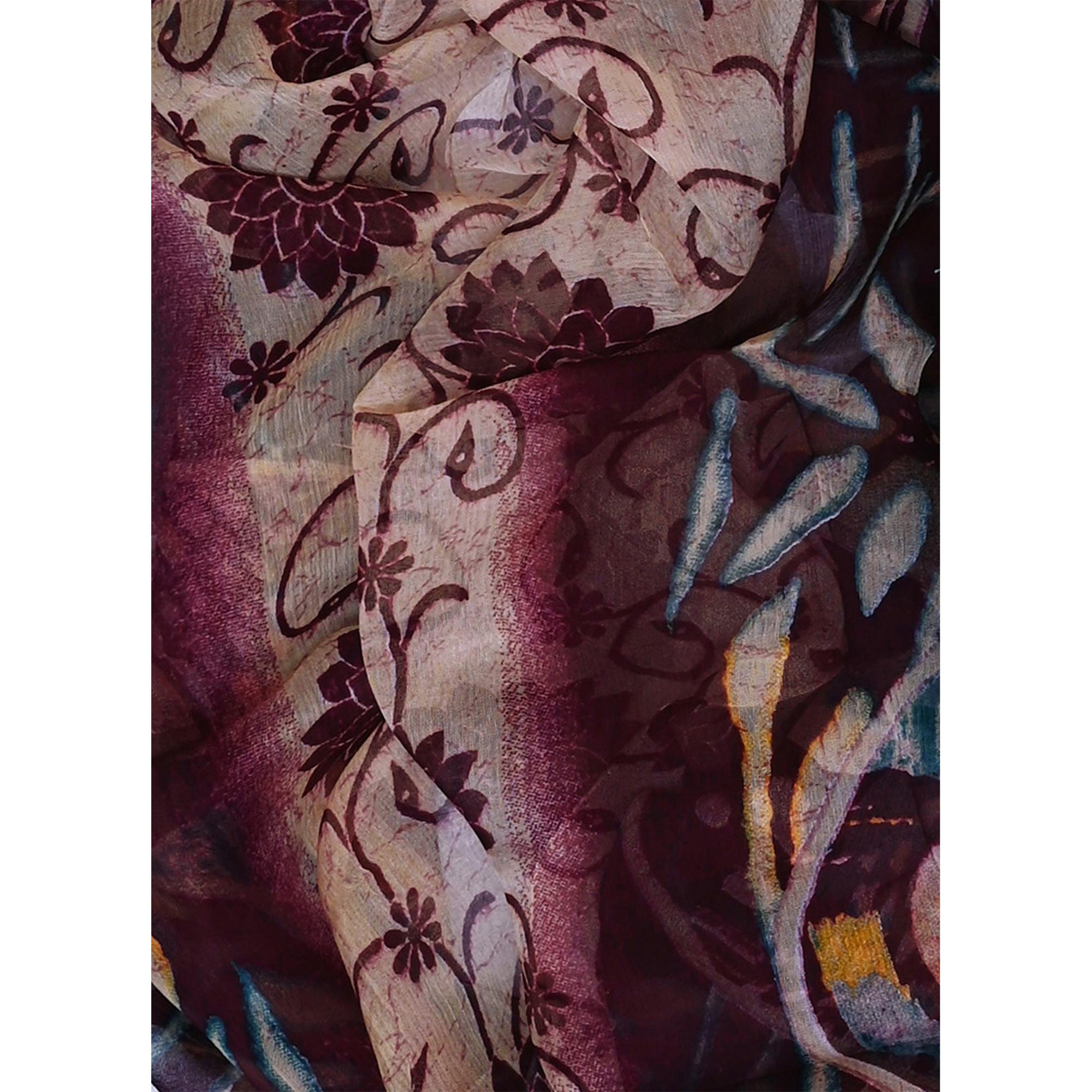 Maroon Floral Printed Pure Cotton Dress Material
