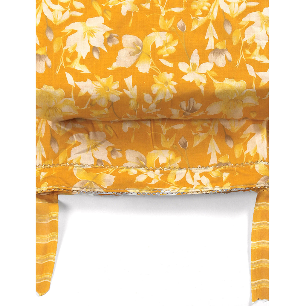 Mustard Floral Motif Printed Dress Material for Effortless Elegance