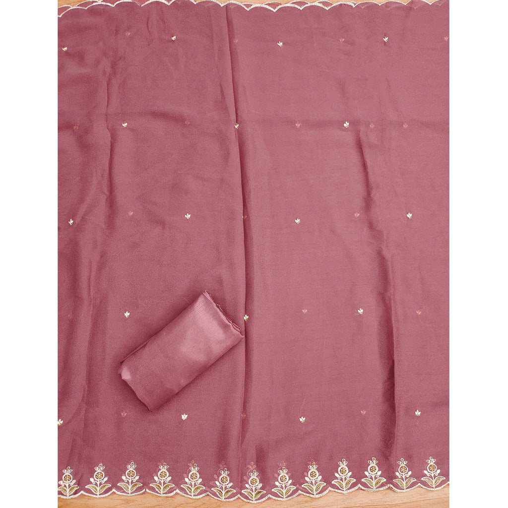 Pink Floral Sequins Embroidered Georgette Dress Material