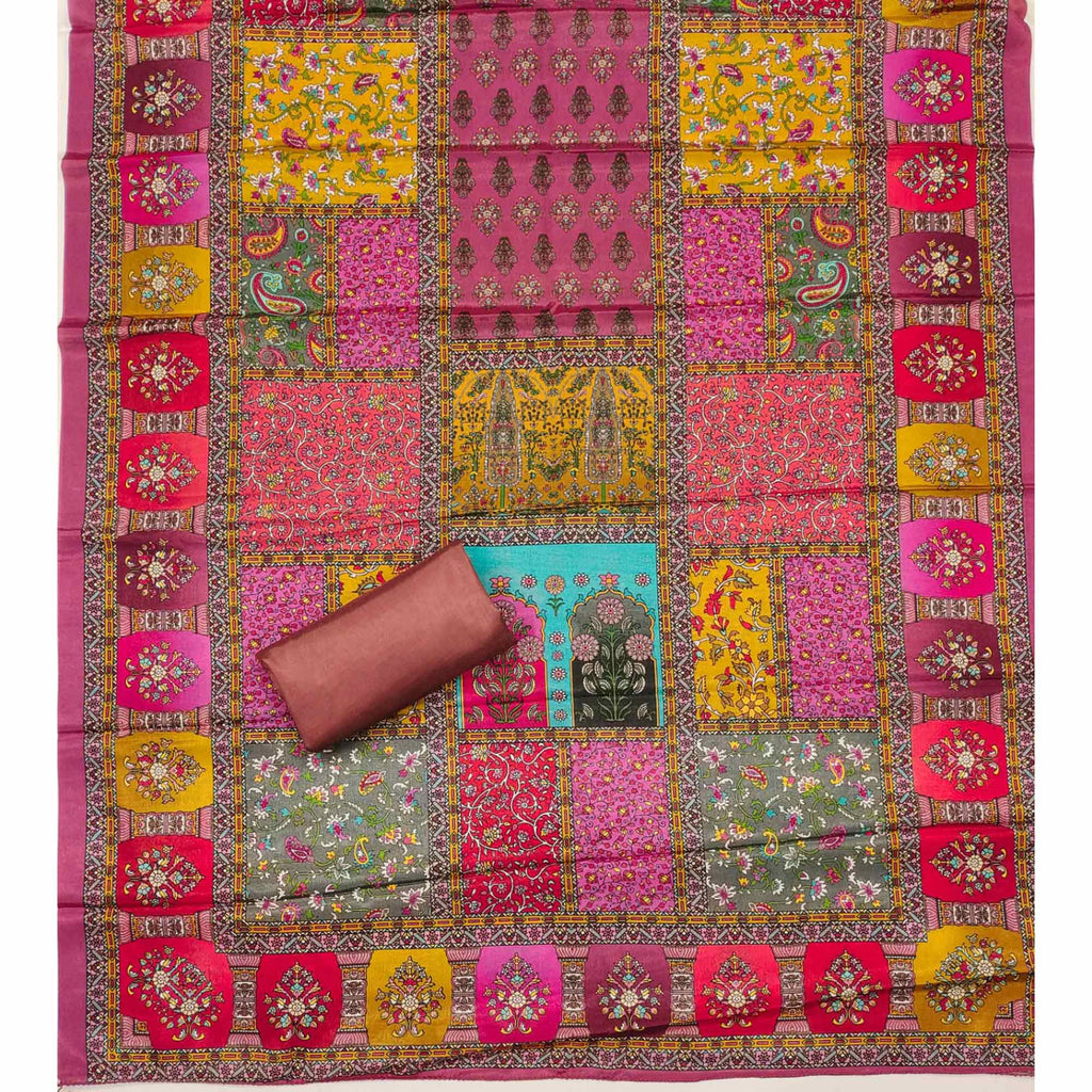 Dusty Pink Pakistani Dress Material Featuring Soft Chinon Fabric and Timeless Floral Prints