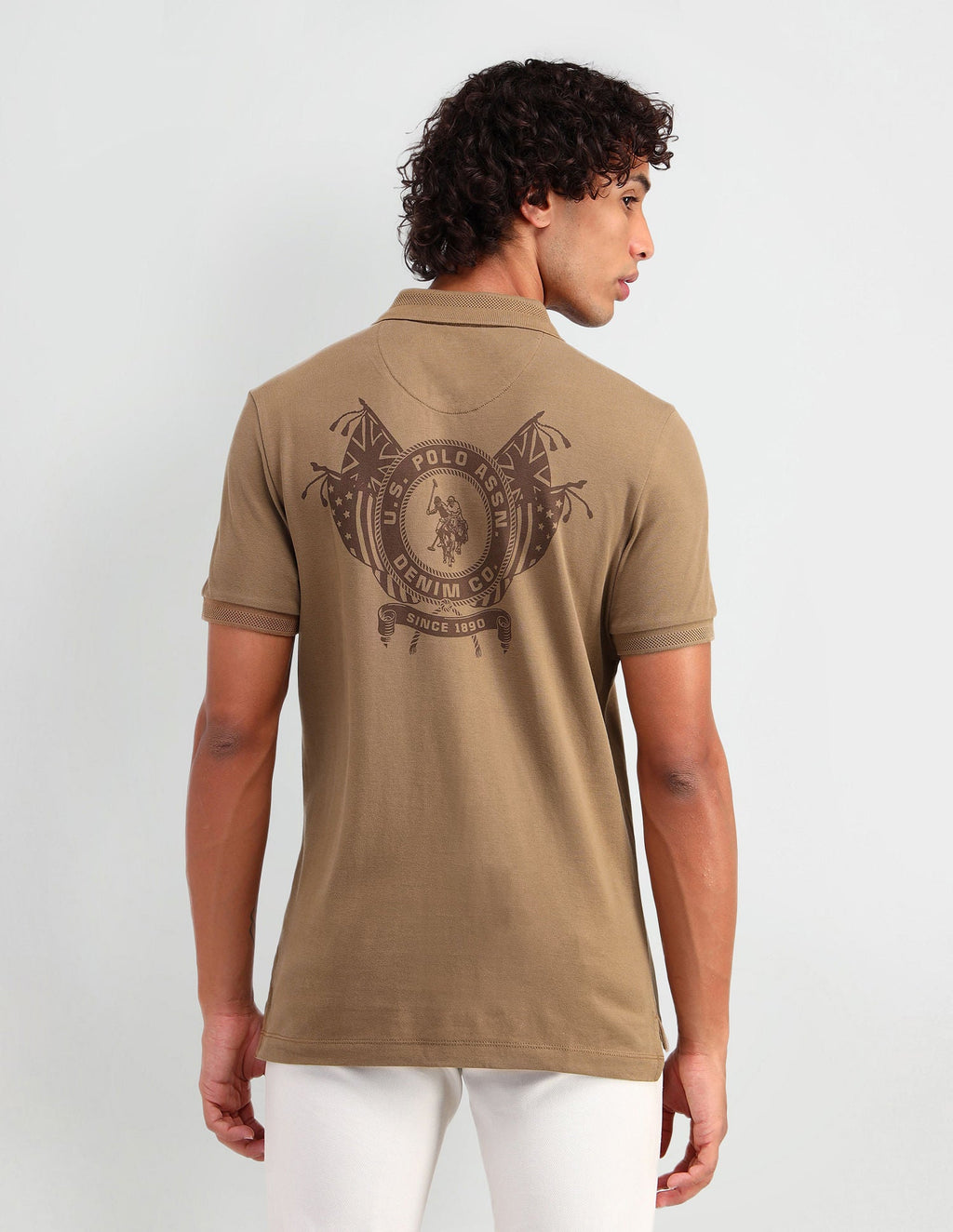 Muscle Fit Brand Print Polo Shirt