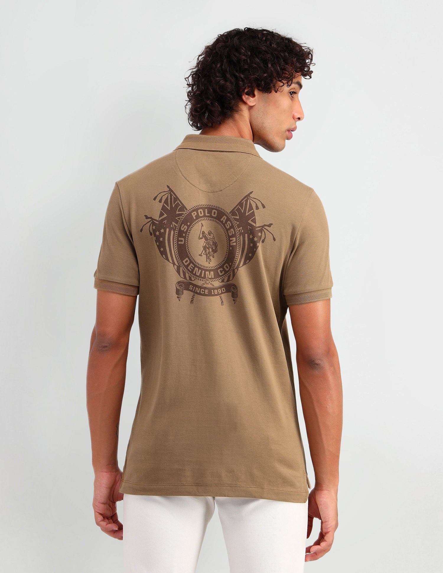 Muscle Fit Brand Print Polo Shirt