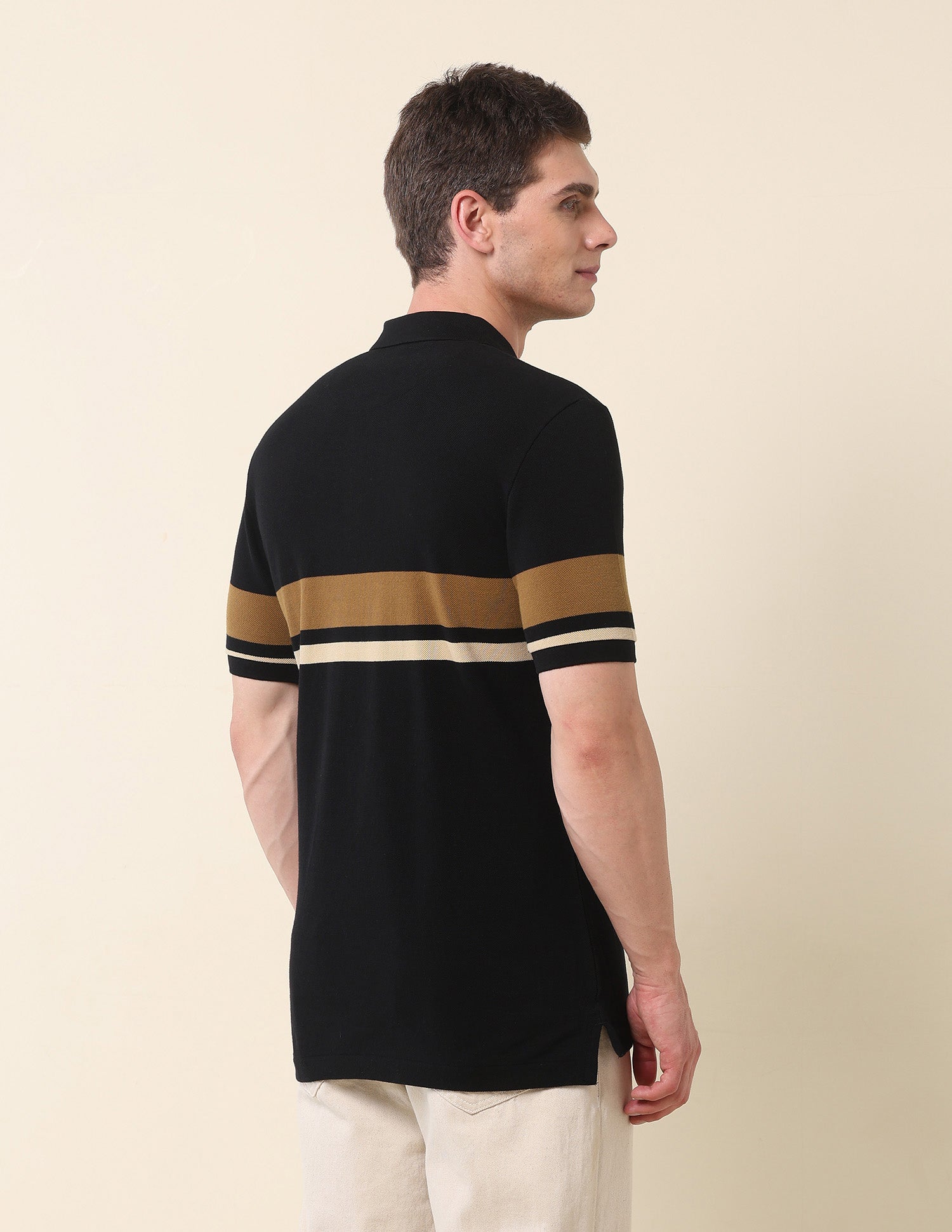 Horizontal Striped Modern Monochrome Polo Shirt