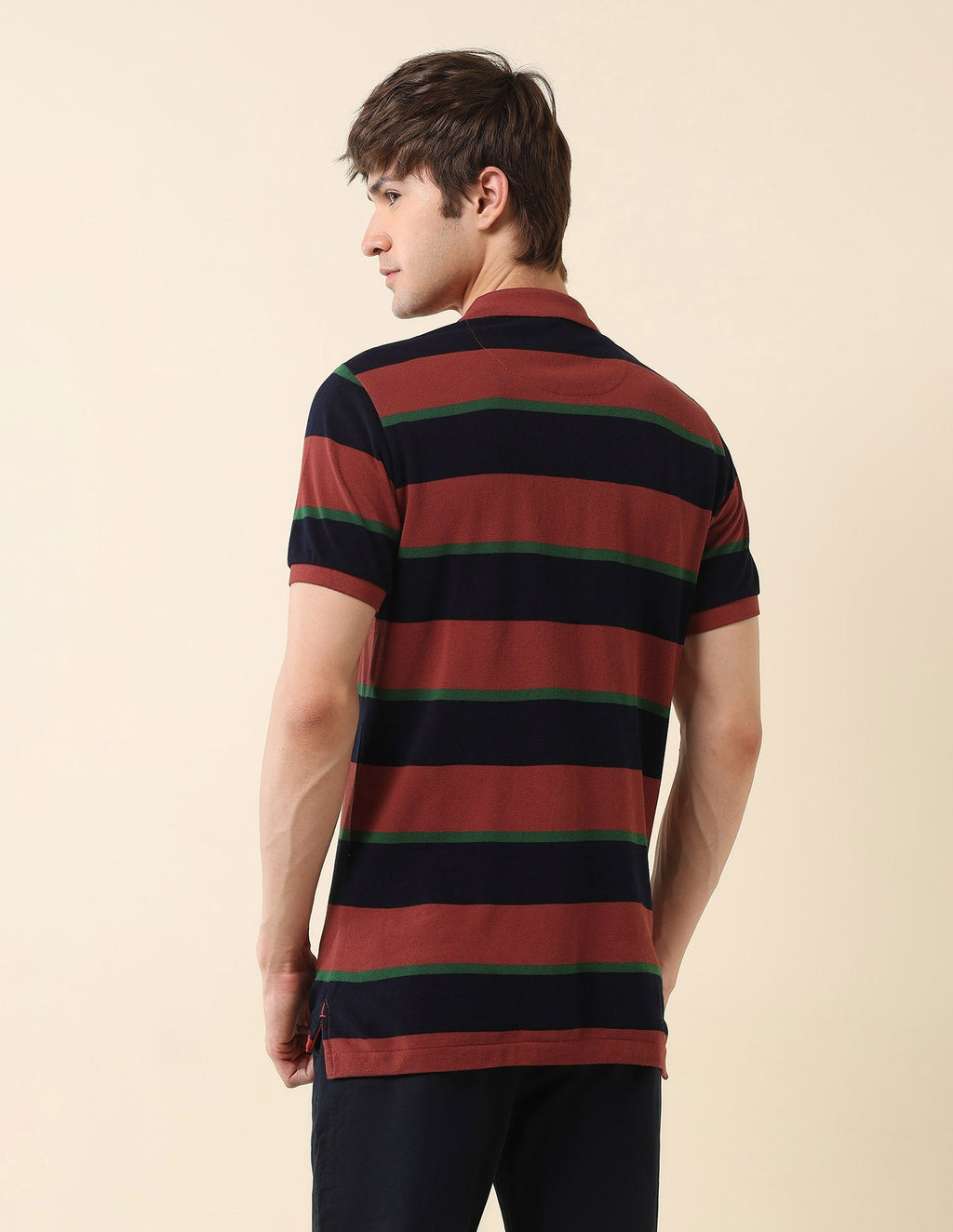 Horizontal Striped Gold Cup Polo Shirt