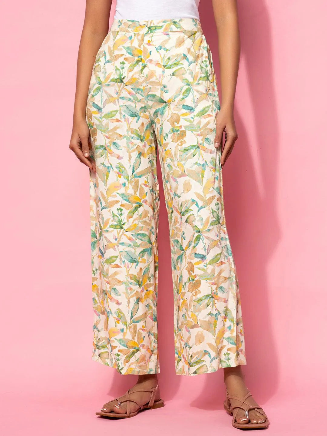 Cream Printed Rayon Co-Ords