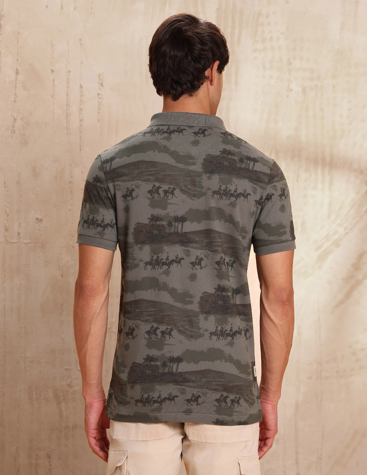 All-Over Printed Muscle Fit Polo Shirt
