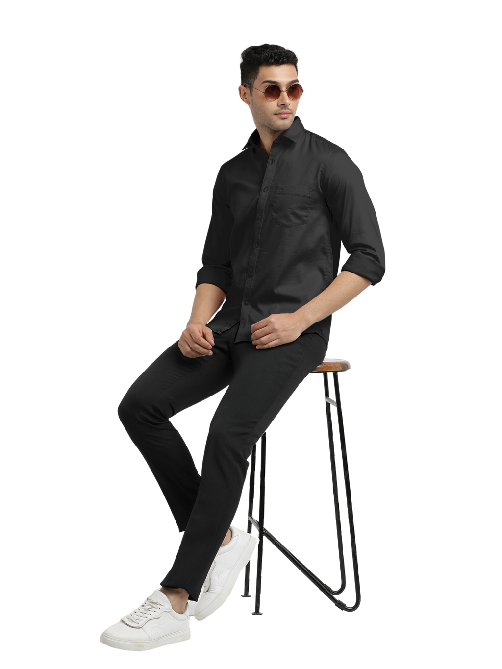 Black Satin Solid Shirt