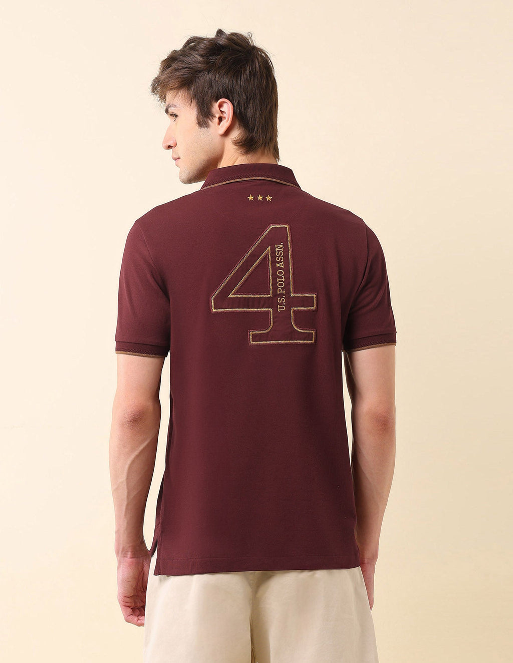 Brand Appliqued Gold Cup Polo Shirt