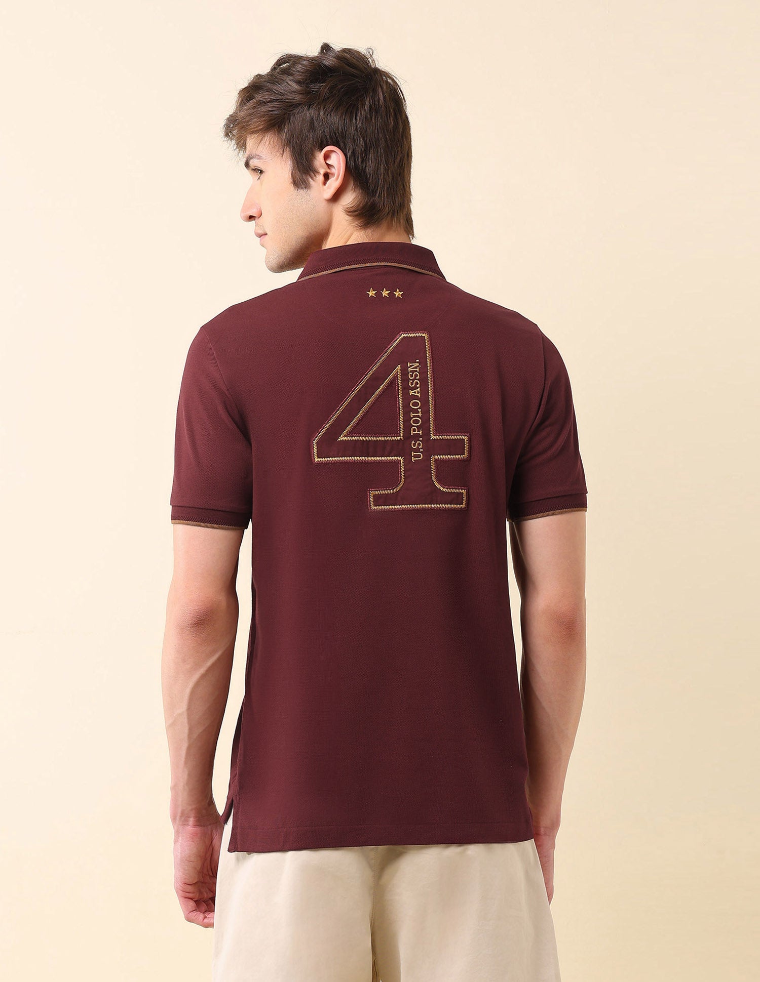 Brand Appliqued Gold Cup Polo Shirt