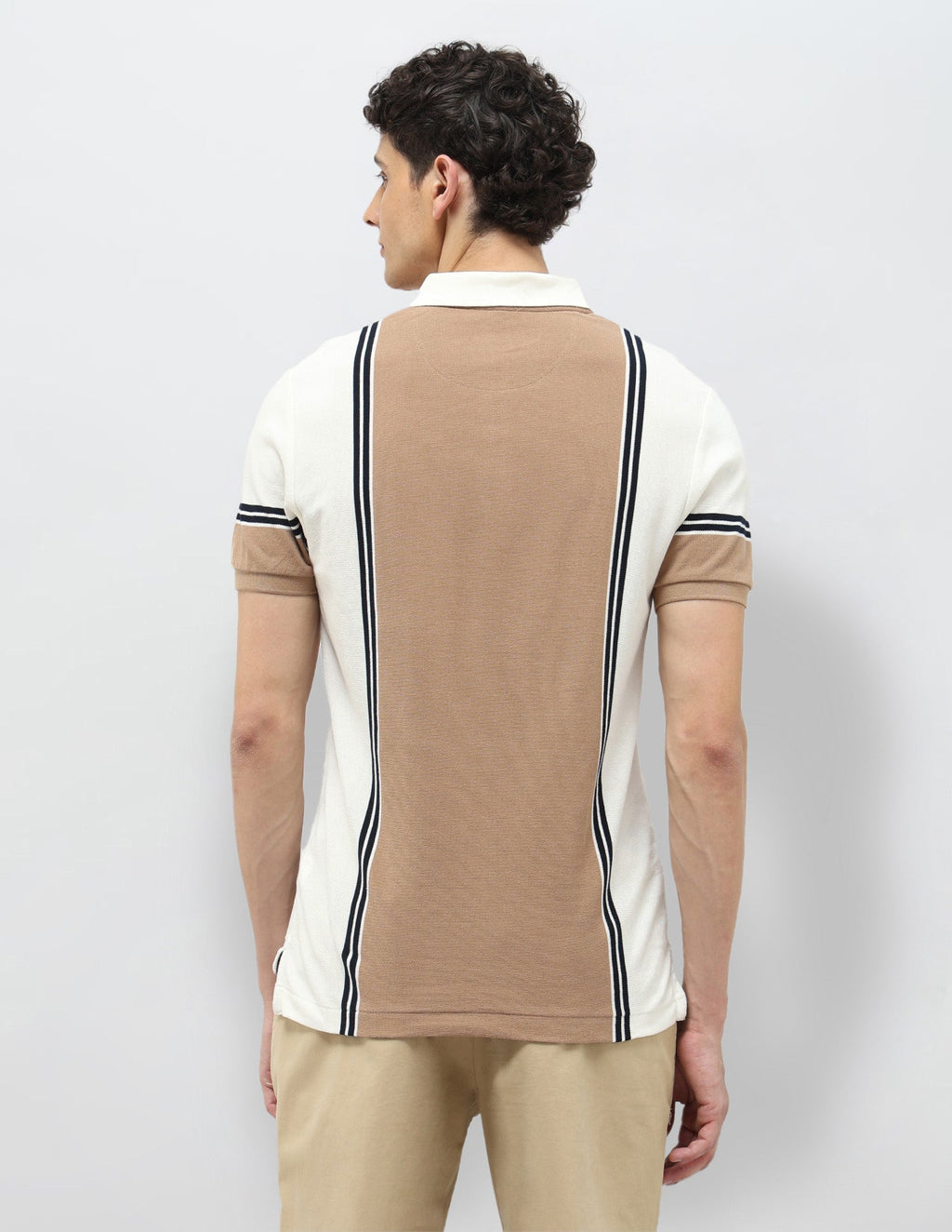 Colorblocked Vertical Striped Polo Shirt
