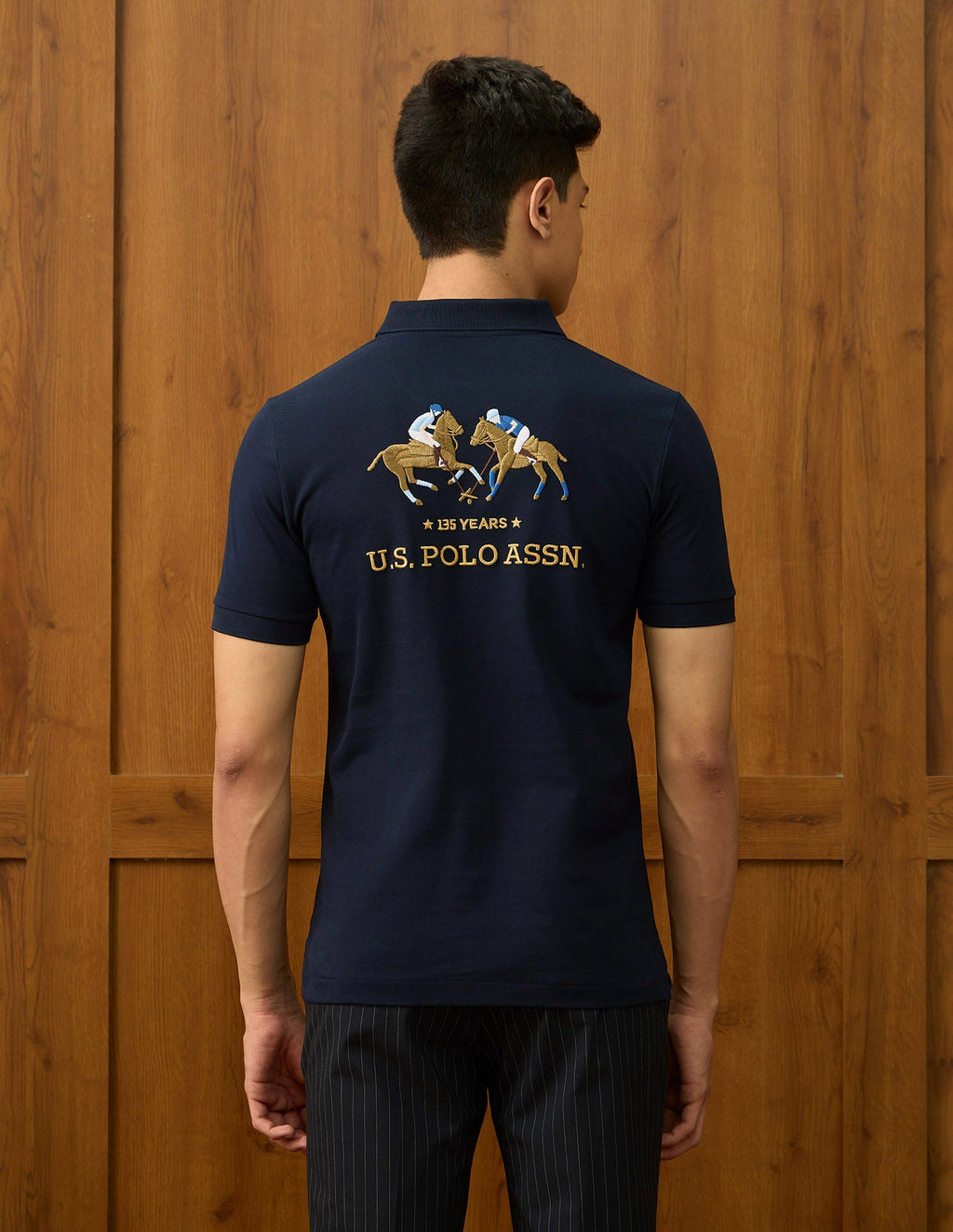 Brand Embroidered Varsity Polo Shirt