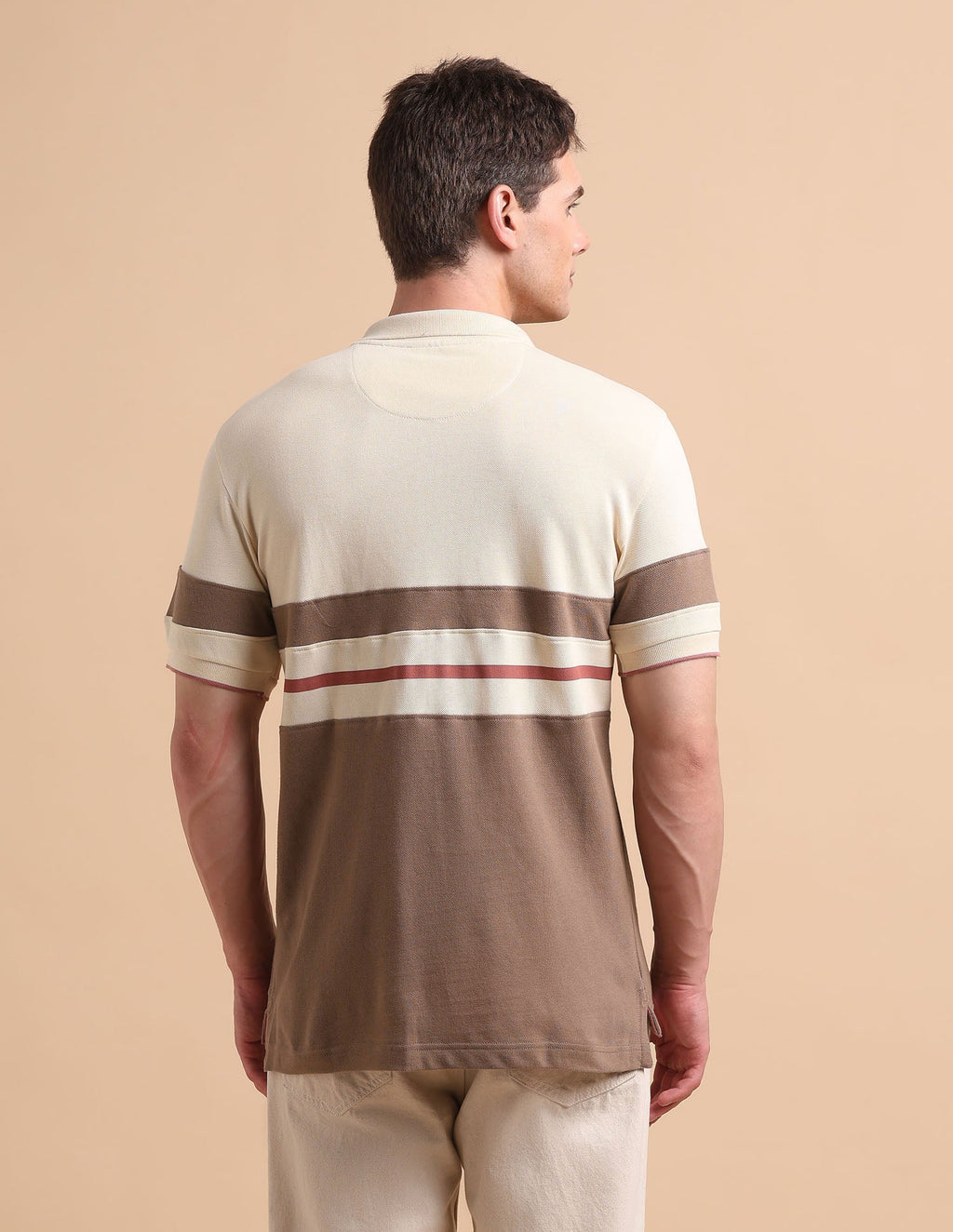 Horizontal Striped Pure Cotton Polo Shirt