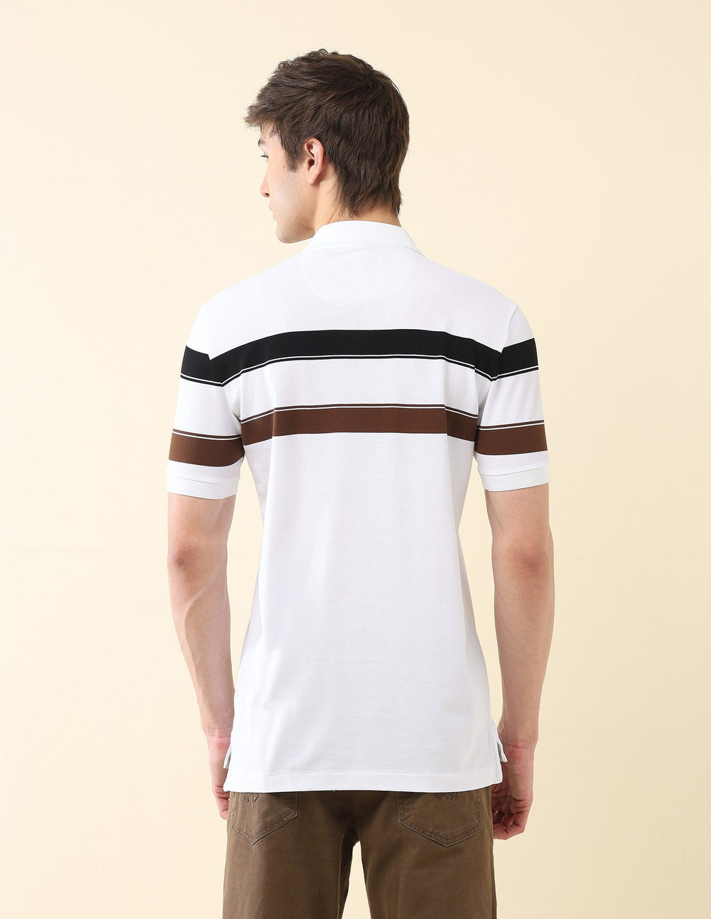 Horizontal Striped Modern Monochrome Polo Shirt