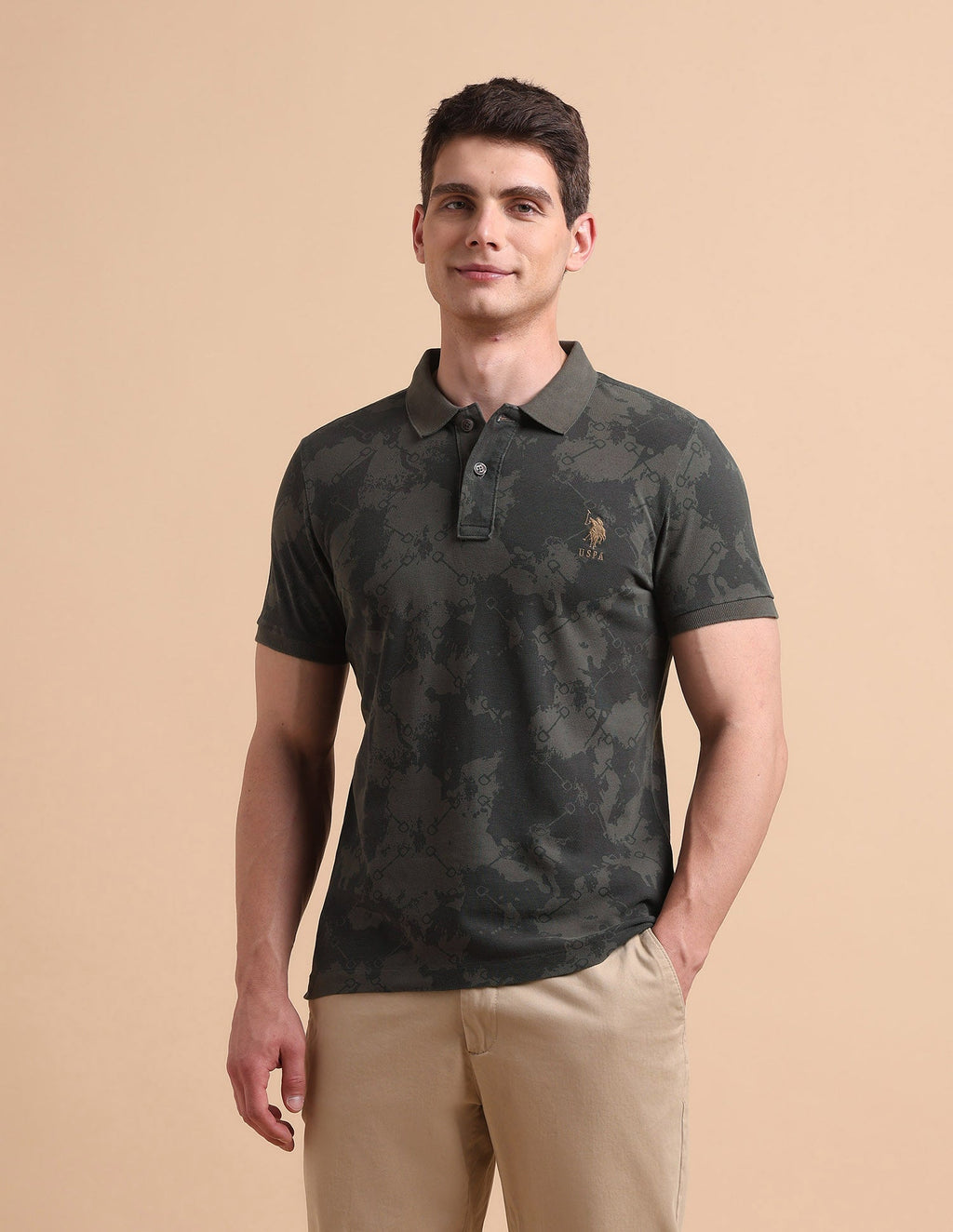 Abstract Printed Pure Cotton Polo Shirt