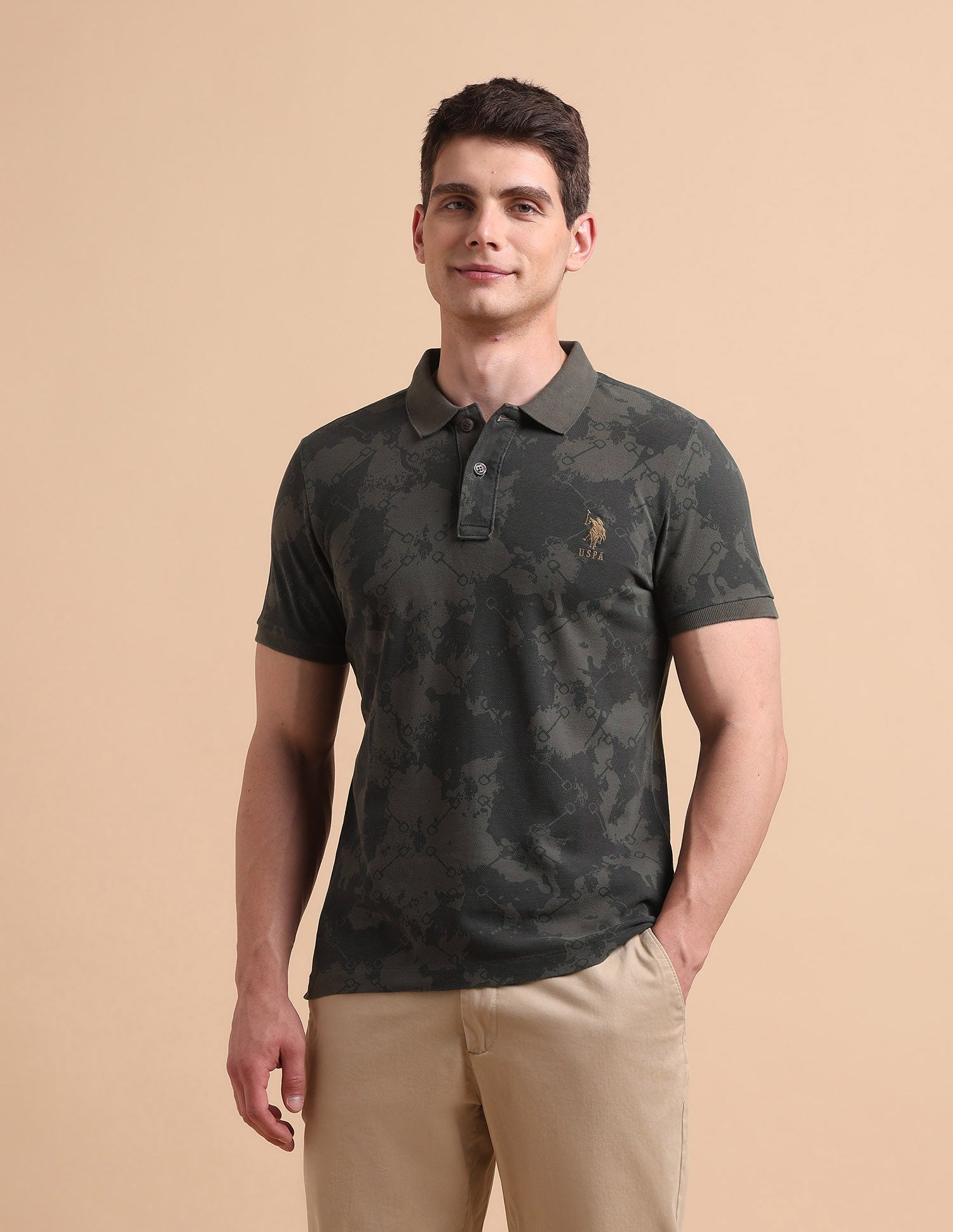Abstract Printed Pure Cotton Polo Shirt