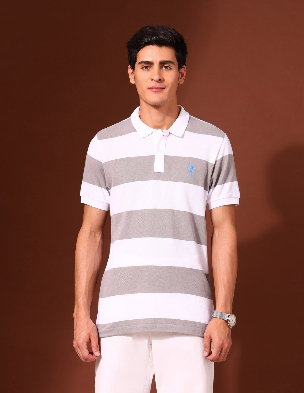 Horizontal Striped Work and Wander Polo Shirt