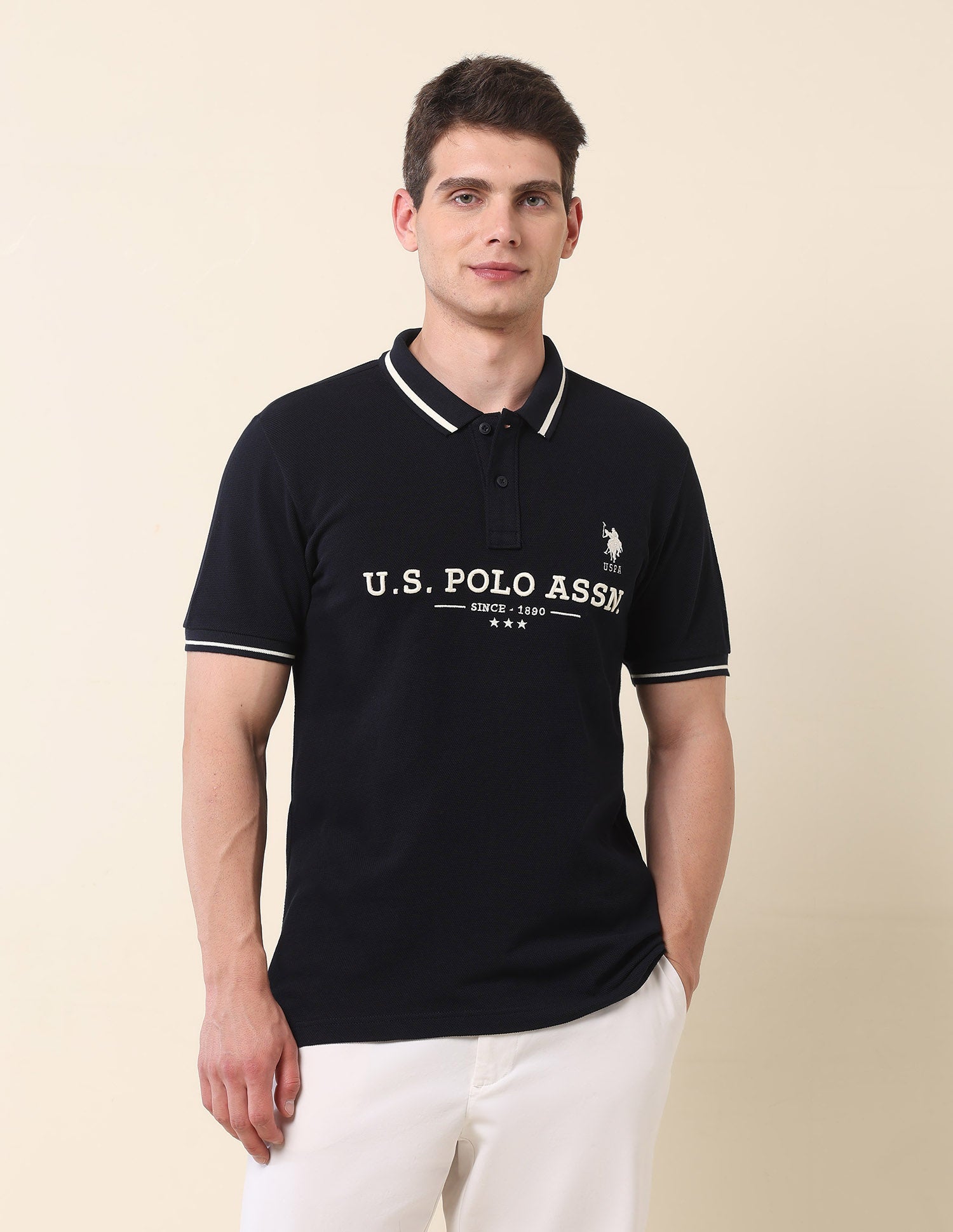 Brand Embroidered Gold Cup Polo Shirt